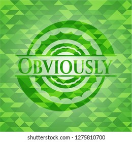 Obviously green emblem with mosaic background