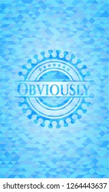 Obviously sky blue emblem. Mosaic background