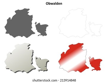 Obwalden blank detailed outline map set - vector version