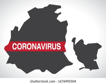 Obwalden SWITZERLAND canton map with Coronavirus warning illustration
