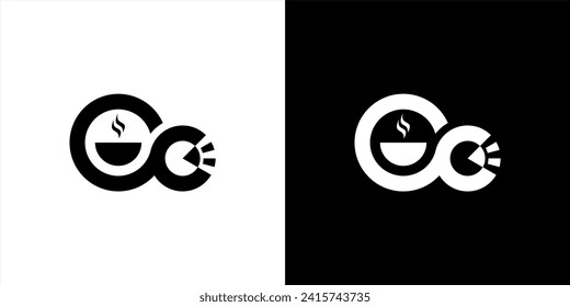 oc coffee pencil logo vector black and white