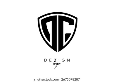OC Creative Initial Letter Logo with Shield Emblem Black and White Minimal Branding Design.