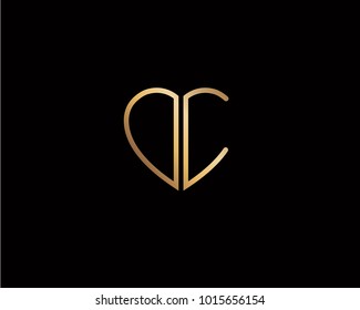 OC initial heart shape gold colored logo