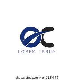 oc initial letter uppercase logo blue and black