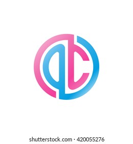 OC initial letters looping linked circle logo blue pink