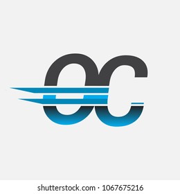 OC initial logo company name colored black and blue, Simple and Modern Logo Design.