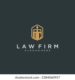 OC initial logo monogram with shield and sword style design for law firm