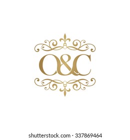 O&C Initial logo. Ornament ampersand monogram golden logo