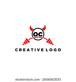 OC initial monogram for fitnes or gym logo with devil style design