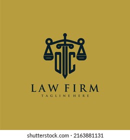 OC initial monogram for lawfirm logo with sword and scale