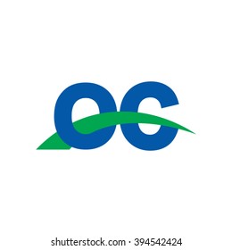 OC initial overlapping swoosh letter logo blue green