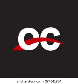 OC initial overlapping swoosh letter logo white red black background