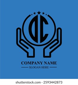 OC initials held within hands, symbolizing trust and protection. The circle represents unity, while stars highlight excellence and ambition.