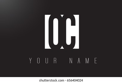 OC Letter Logo With Black and White Letters Negative Space Design.