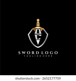 Letra OC monograma de luxo para imagem em estilo escudo e espada