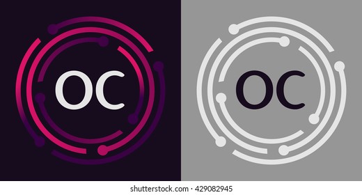 OC letters business logo icon design template elements in abstract background logo, design identity in circle, alphabet letter