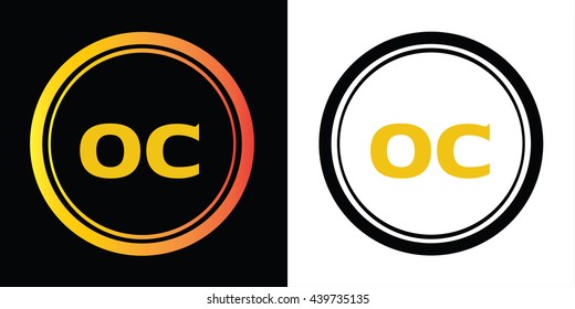 OC letters icon design template elements in abstract background logo, design identity in circle, alphabet letter