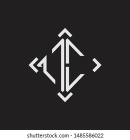 OC Logo Abstract letter Monogram with Arrow in every side isolated on black background