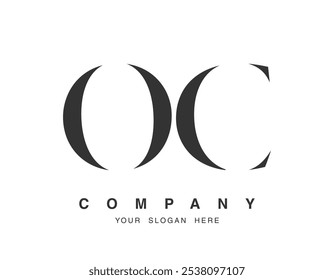 Design do logotipo do OC. Estilo de fonte das letras iniciais o e c serif. Tipografia clássica do nome da empresa. Logotipo ou identidade da moda. Ilustração vetorial.