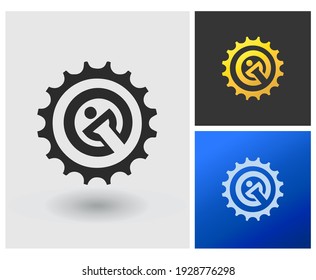 OC Logo Initial Letter Design With Gear People Shape, Hardware Store Logo Idea