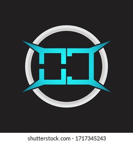 OC Logo monogram with circle and four taper shape design template