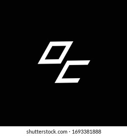 OC logo monogram with up to down style modern design template isolated on black background