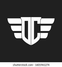 OC Logo monogram with emblem and wings element design template