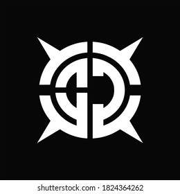 OC Logo monogram with four pieces circle slice design template on Black Background