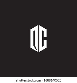 OC Logo monogram with hexagon shape style design template isolated on black background