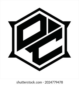 OC Logo monogram with hexagon and sharp shape design template