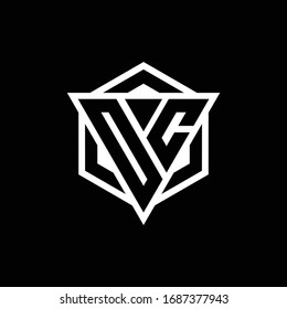 OC logo monogram with triangle and hexagon shape combination isolated on back and white colors