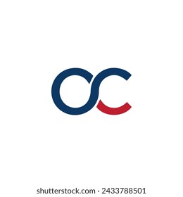 OC logo. O C design. White OC letter. OC, O C letter logo design. Initial letter OC linked circle uppercase monogram logo.