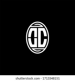 OC monogram logo isolated on oval rotate shape design template