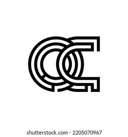 OC monogram logo.Intertwined letter c, letter o icon.Abstract alphabet initials isolated on light fund.Lettering sign.Modern design, web, tech style characters.Geometric typography.