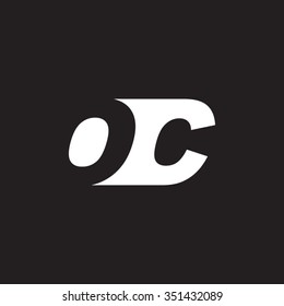 OC negative space letter logo black background
