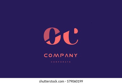 oc o c alphabet small letter blue pink creative design vector company logo icon template 