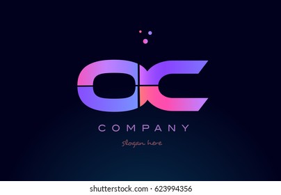 oc o c creative color blue background pink purple blue magenta alphabet letter company logo vector icon design