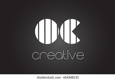 OC O C Creative Letter Logo Design With White and Black Lines.