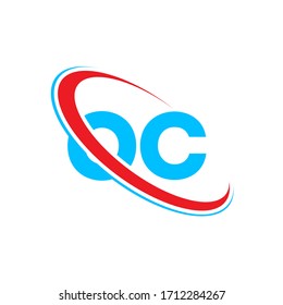 OC O C letter logo design. Initial letter OC linked circle upercase monogram logo red and blue. OC logo, O C design