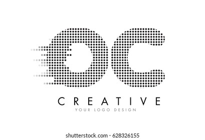 OC O C Letter Logo Design with Black Dots and Bubble Trails.