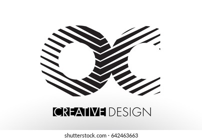 OC O C Lines Letter Design with Creative Elegant Zebra Vector Illustration.