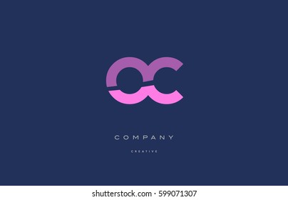 oc o c  pink blue pastel modern abstract alphabet company logo design vector icon template 