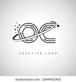 OC Orbit Monogram Logo – Futuristic Minimal Letter mark with Circular Line Art, Tech-Inspired Dots and Space Motion Concept for Modern Branding Identity