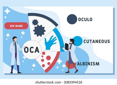 OCA - Oculo Cutaneous Albinism acronym. medical concept background.  vector illustration concept with keywords and icons. lettering illustration with icons for web banner, flyer, landing 