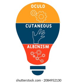 OCA - Oculo Cutaneous Albinism acronym. medical concept background.  vector illustration concept with keywords and icons. lettering illustration with icons for web banner, flyer, landing 
