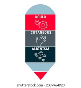 OCA - Oculo Cutaneous Albinism acronym. medical concept background.  vector illustration concept with keywords and icons. lettering illustration with icons for web banner, flyer, landing 
