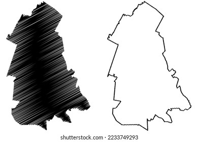 Ocampo ( Estado Libre y Soberano de Coahuila de Zaragoza, México, Estados Unidos Mexicanos) mapa ilustración vectorial, dibujo garabato mapa Ocampo