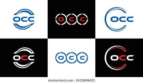 OCC logo. O C C design. White OCC letter. OCC, O C C letter logo design. Initial letter OCC linked circle uppercase monogram logo.