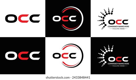 OCC logo. O C C design. White OCC letter. OCC, O C C letter logo design. Initial letter OCC linked circle uppercase monogram logo.