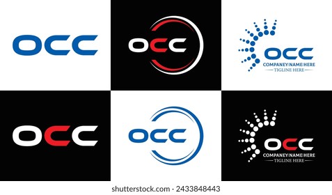 OCC logo. O C C design. White OCC letter. OCC, O C C letter logo design. Initial letter OCC linked circle uppercase monogram logo.